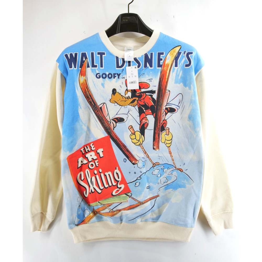 Disney Goofy Art of Skiing Graphic Sweatshirt Size S Crew Neck Pullover - Picture 1 of 7